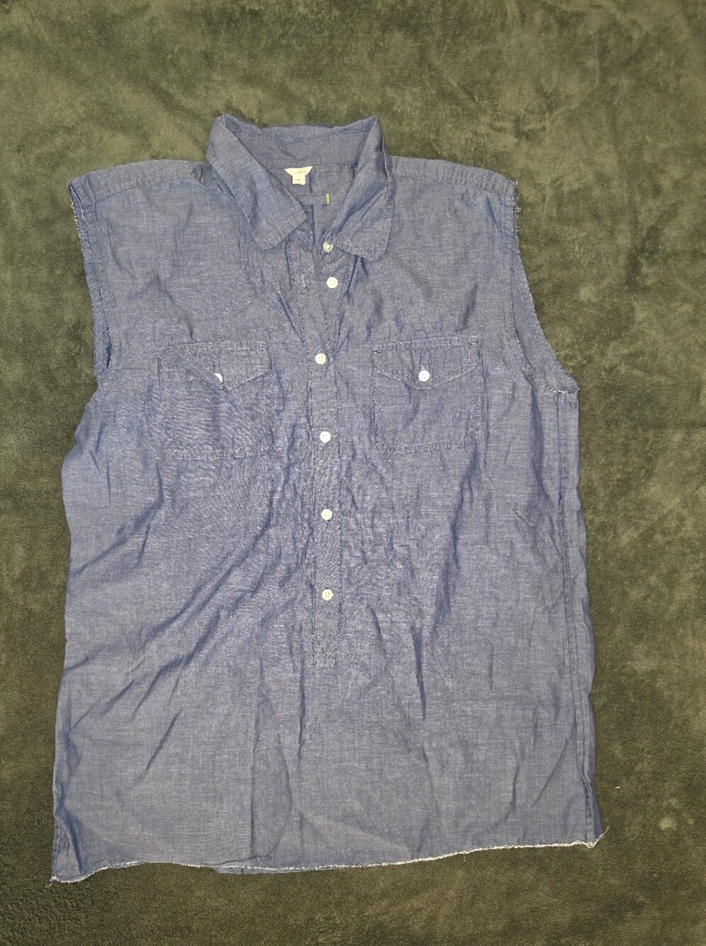 J Crew Blue Chambray Button-Up Shirt Size Medium